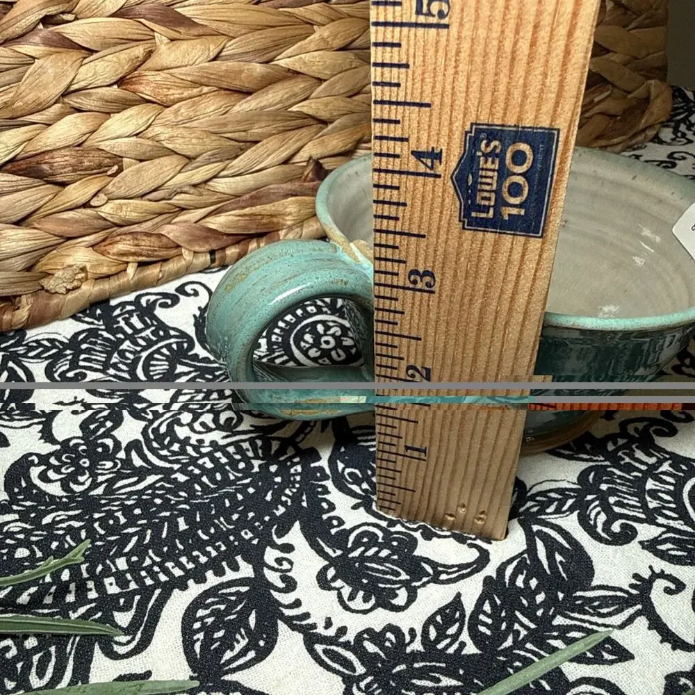 NEW Hand Made Coffee Mug Cup Artist Signed Blue Green Cream Stoneware Mug Cup